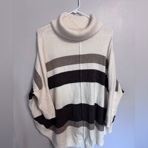 LOFT Cowl Neck Sweater - Cream & Brown